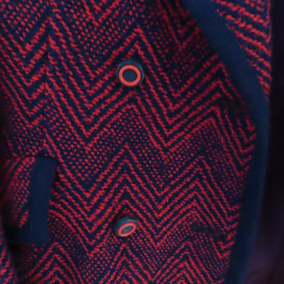 Vintage Greenlea Original Wool Chevron Blue and Red Jacket with Lapels - Picture 3 of 6